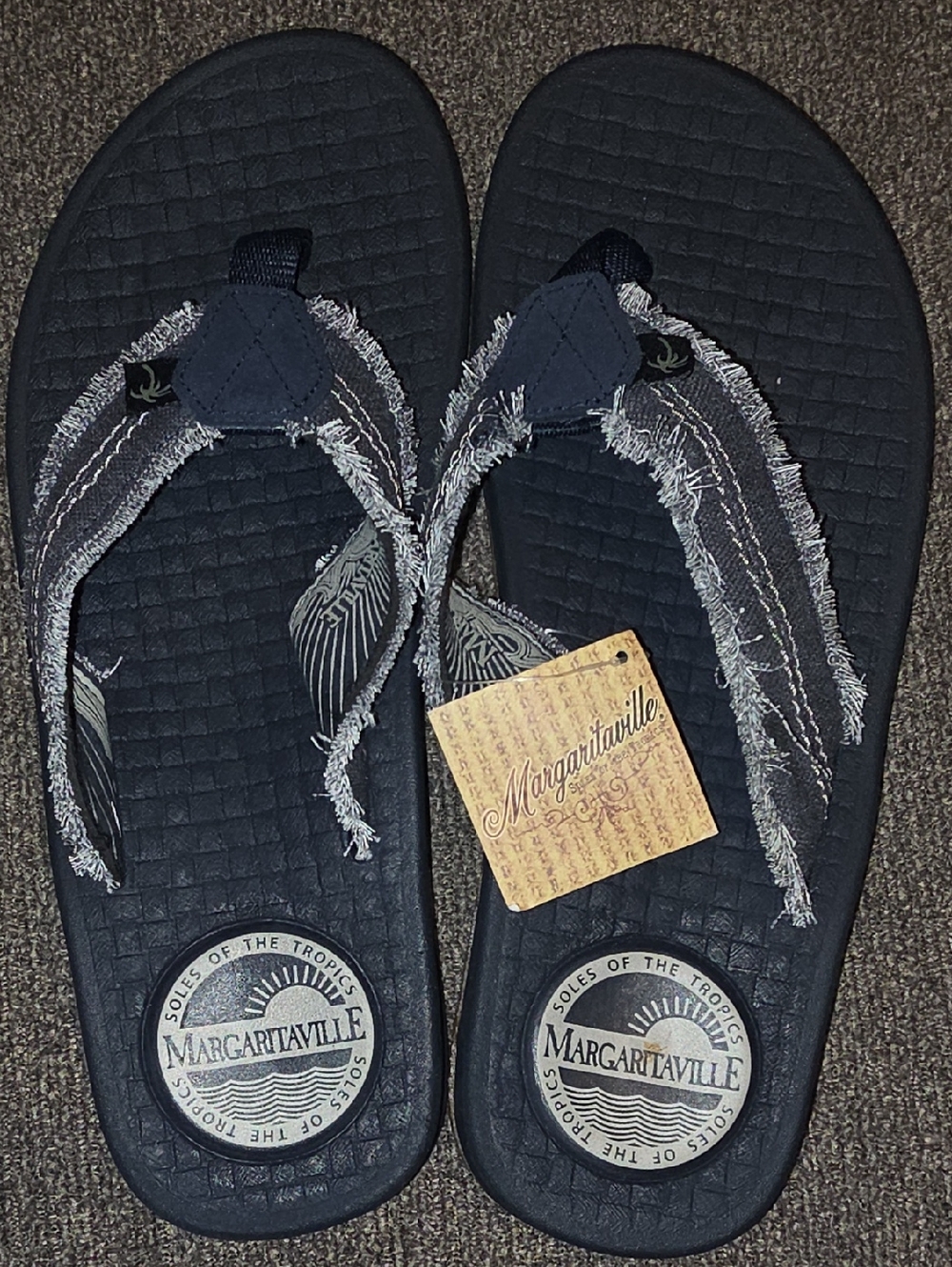 Margaritaville Navy and Light Gray Men’s Flip Flops